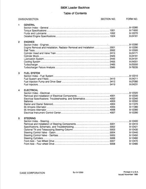 Case 580K Loader Backhoe Pdf Repair and Service Manual