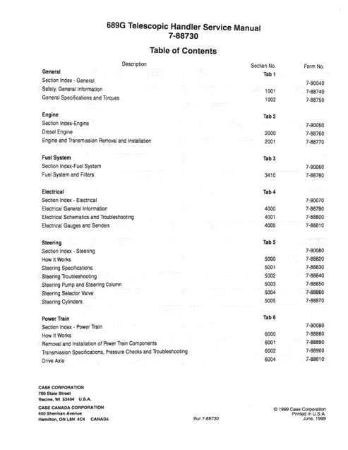 Case 689G Telescopic Handler Pdf Repair and Service Manual