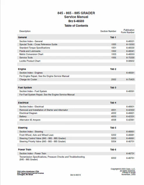 Case 845, 865, 885 Grader Pdf Repair and Service Manual