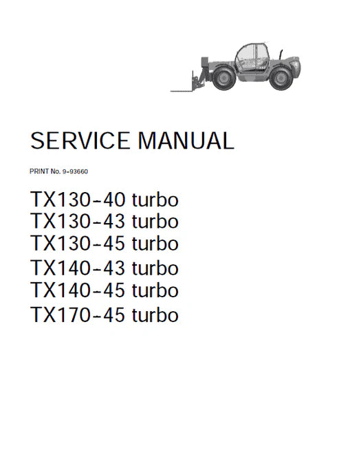Case TX130-40, 30-43, 130-45,140-43, 140-45, 170-45 Telescopic Telehandlers Pdf Repair and Service Manual