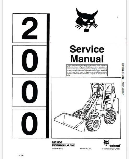 Bobcat 2000 Articulated Loader Pdf Repair and Service Manual