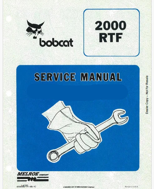 Bobcat 2000 RTF Articulated Loader Pdf Repair and Service Manual