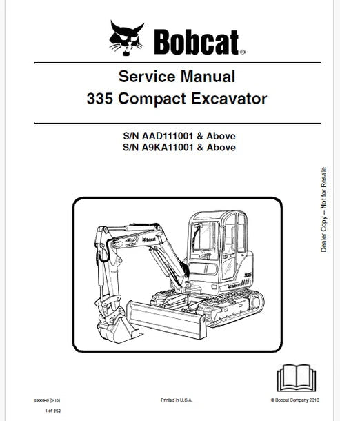 Bobcat 335 Compact Excavator Pdf Repair and Service Manual