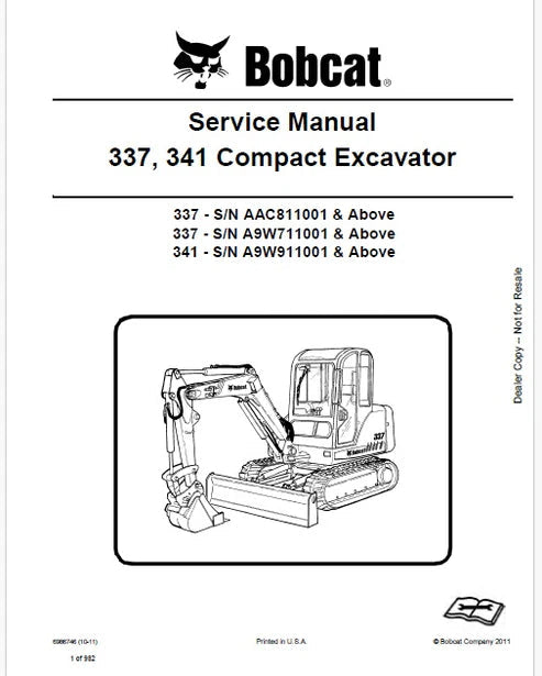 Bobcat 337 Excavator Pdf Repair and Service Manual