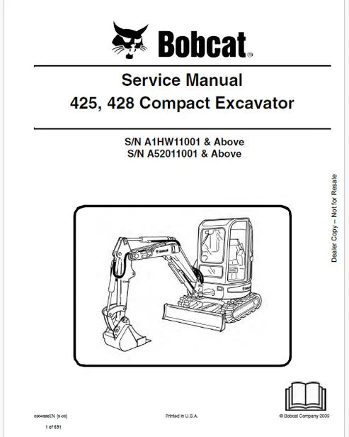 Bobcat 425 Compact Excavator Pdf Repair and Service Manual