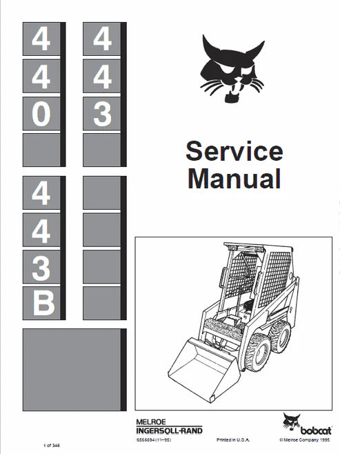 Bobcat 440, 443, 443B Skid Steer Loader Pdf Repair and Service Manual