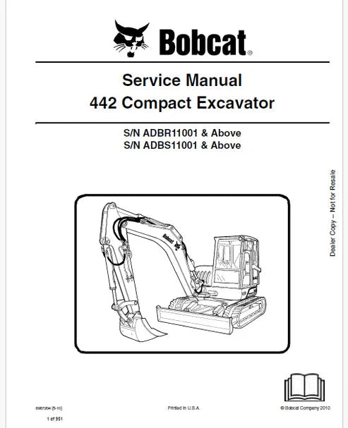 Bobcat 442 Compact Excavator Pdf Repair and Service Manual Download