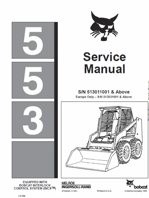 Bobcat 553 Skid Steer Loader Pdf Repair and Service Manual