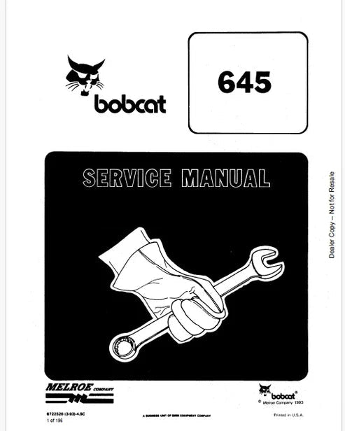 Bobcat 645 Skid Steer Loader Pdf Repair and Service Manual