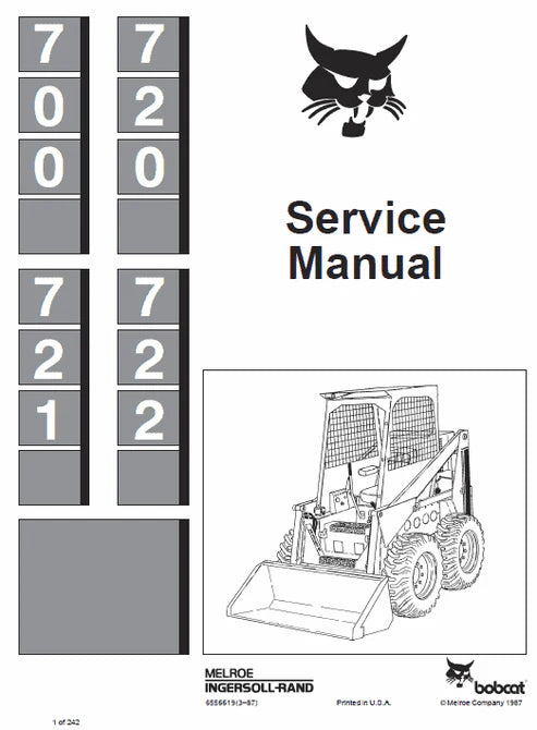 Bobcat 700, 720, 721, 722 Skid Steer Loader Pdf Repair and Service Manual
