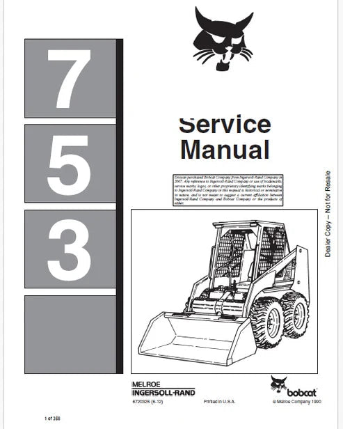 Bobcat 753 Skid Steer Loader Pdf Repair and Service Manual