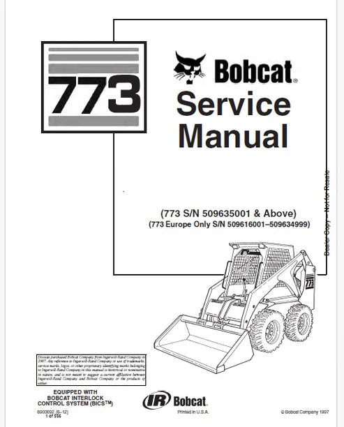 Bobcat 773 Skid Steer Loader Pdf Repair and Service Manual