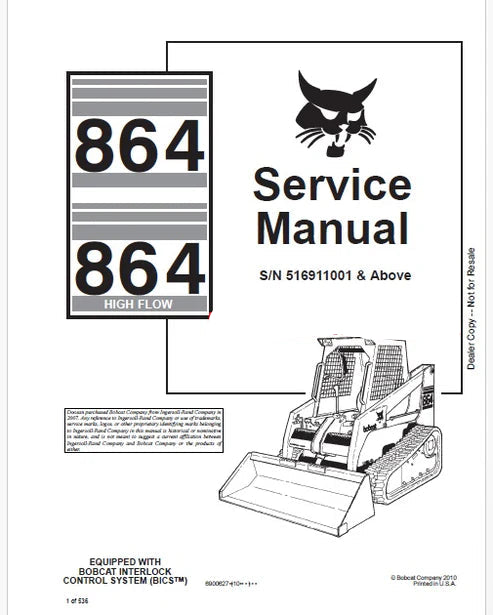 Bobcat 864, 864 High Flow Skid Steer Loader Pdf Repair and Service Manual