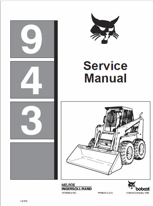 Bobcat 943 Skid Steer Loader Pdf Repair and Service Manual