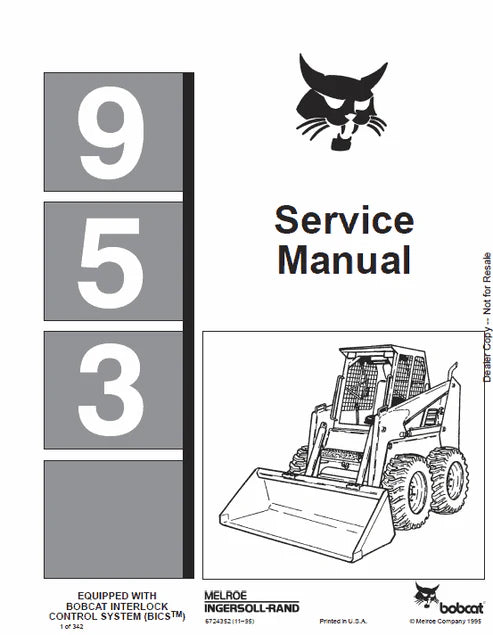 Bobcat 953 Skid Steer Loader Pdf Repair and Service Manual