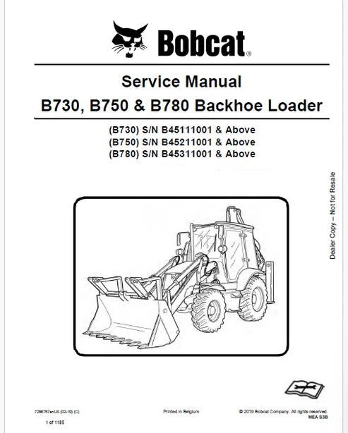 Bobcat B730, B750 & B780 Backhoe Loader Pdf Repair Service Manual
