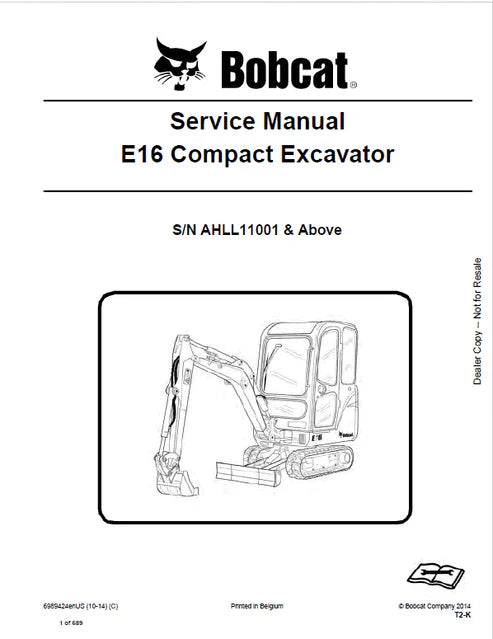 Bobcat E16 Compact Excavator Pdf Repair and Service Manual Download