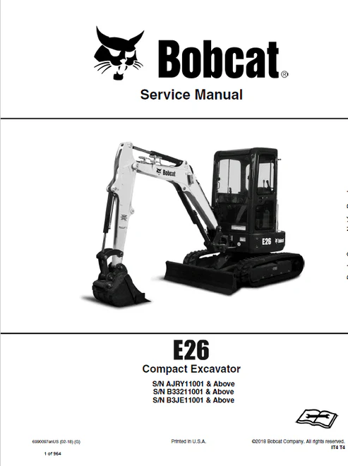 Bobcat E26 Compact Excavator Pdf Repair and Service Manual