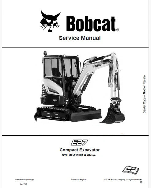 Bobcat E27 Compact Excavator Pdf Repair and Service Manual