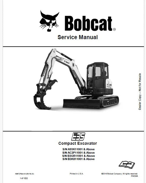 Bobcat E35 Compact Excavator Pdf Repair and Service Manual