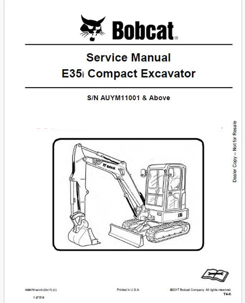 Bobcat E35i Compact Excavator Pdf Repair and Service Manual