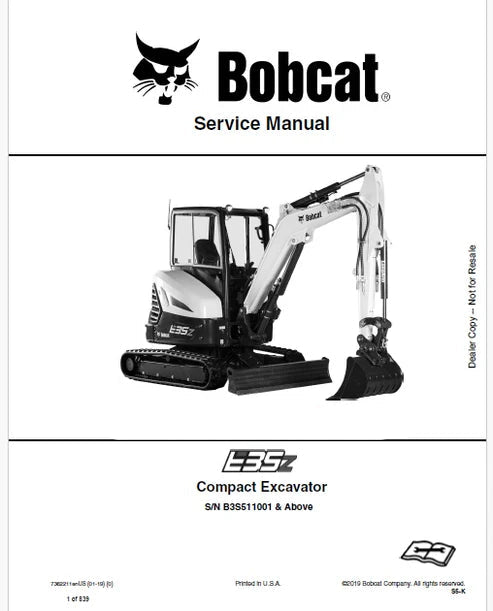 Bobcat E35z Compact Excavator Pdf Repair and Service Manual