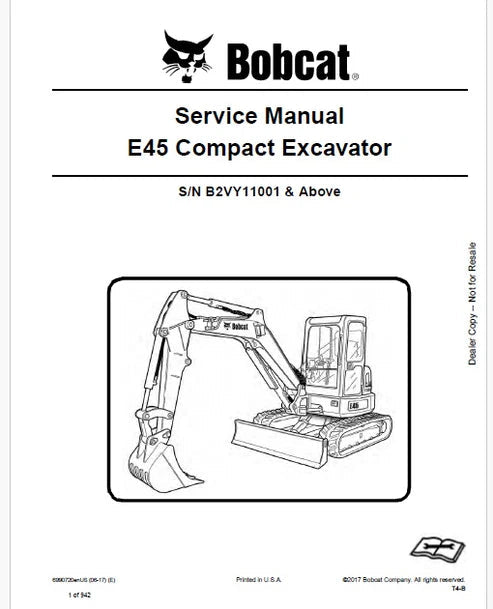 Bobcat E45 Compact Excavator Pdf Repair and Service Manual