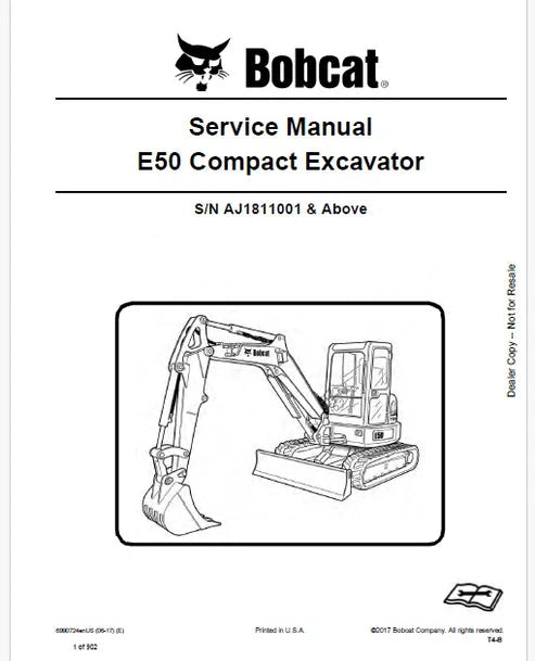 Bobcat E50 Compact Excavator Pdf Repair and Service Manual