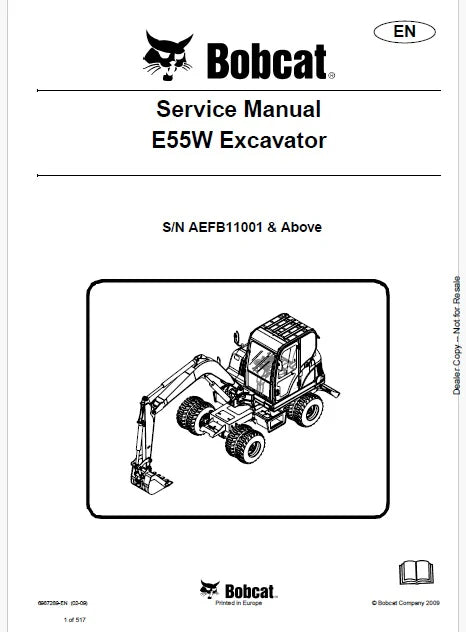 Bobcat E55W Excavator Pdf Repair and Service Manual