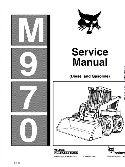 Bobcat M970 Skid Steer Loader Pdf Repair and Service Manual