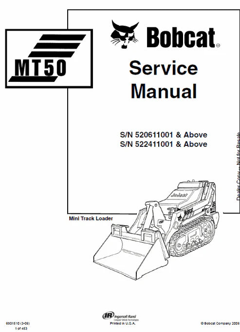 Bobcat MT50 Mini Track Loader Pdf Repair and Service Manual
