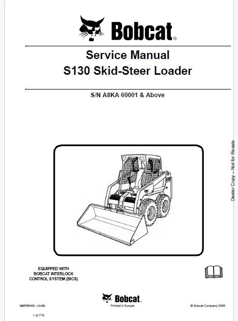 Bobcat S130 Skid Steer Loader Pdf Repair and Service Manual (Pb no. 6987053-EN)
