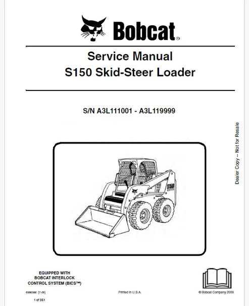 Bobcat S150 Skid Steer Loader Pdf Repair and Service Manual (Pb no. 6986566)