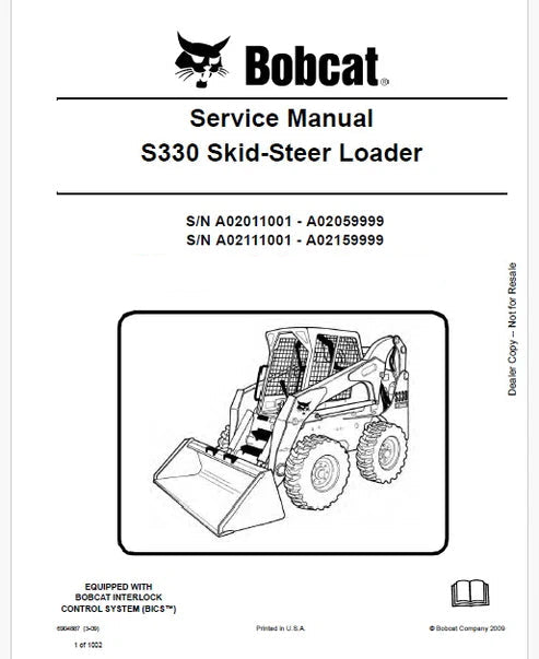 Bobcat S330 Skid Steer Loader Pdf Repair and Service Manual (Pb no. 6904887 en)