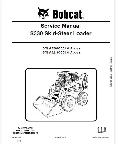 Bobcat S330 Skid Steer Loader Pdf Repair and Service Manual (Pb no. 6986681 en)