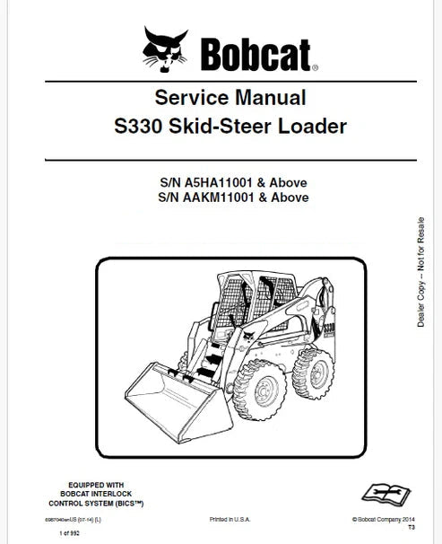 Bobcat S330 Skid Steer Loader Pdf Repair and Service Manual (Pb no. 6987040 en)