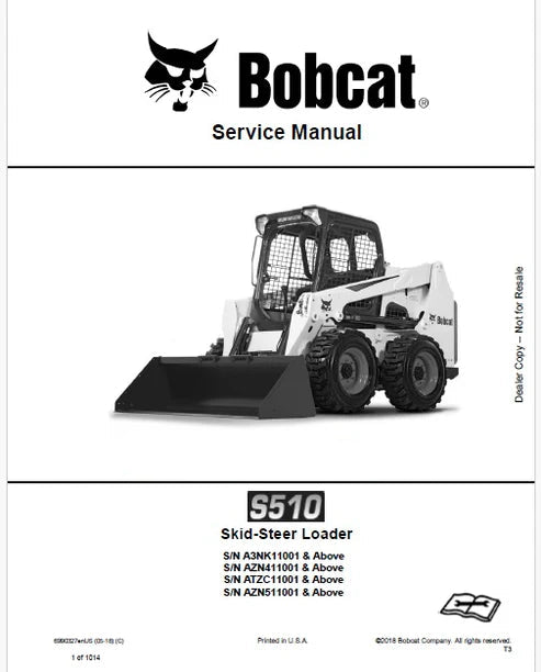 Bobcat S510 Skid Steer Loader Pdf Repair and Service Manual (Pb no. 6990327enUS)