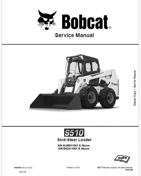 Bobcat S510 Skid Steer Loader Pdf Repair and Service Manual (Pb no. 6990669enUS)