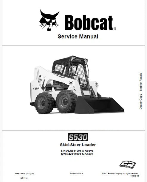 Bobcat S530 Skid Steer Loader Pdf Repair and Service Manual (Pb no. 6990673enUS)