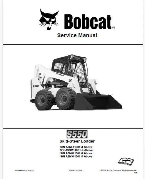 Bobcat S550 Skid Steer Loader Pdf Repair and Service Manual (Pb no. 6989494enUS)