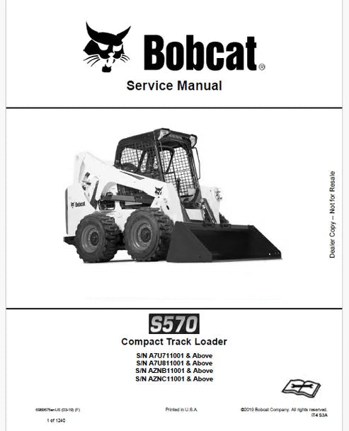 Bobcat S570 Skid Steer Loader Pdf Repair and Service Manual (Pb no. 6989675enUS)
