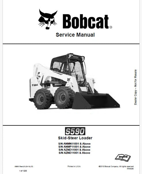 Bobcat S590 Skid Steer Loader Pdf Repair and Service Manual (Pb no. 6990176enUS)