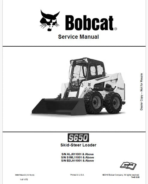 Bobcat S650 Skid Steer Loader Pdf Repair and Service Manual (Pb no. 6990746enUS)