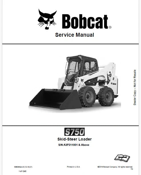 Bobcat S750 Skid Steer Loader Pdf Repair and Service Manual (Pb no. 6989464enUS)