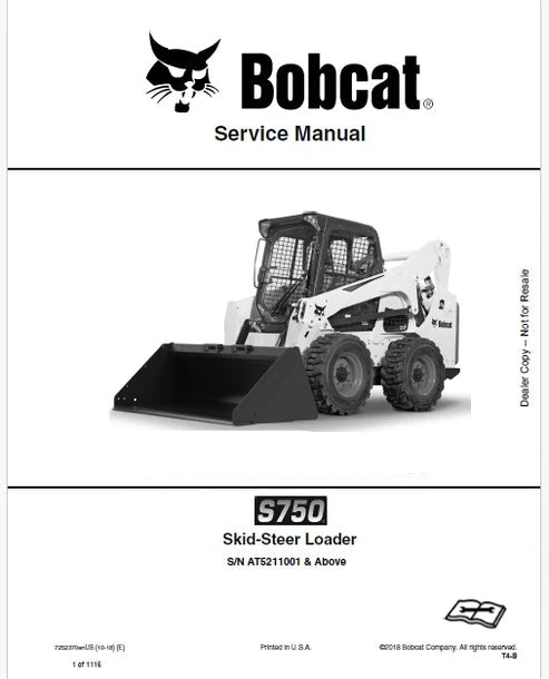 Bobcat S750 Skid Steer Loader Pdf Repair and Service Manual (Pb no. 7252370enUS)
