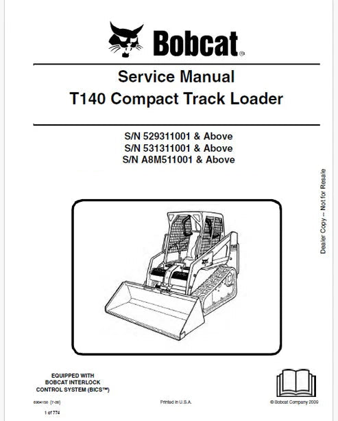 Bobcat T140 Compact Track Loader Pdf Repair and Service Manual (Pb no. 6904150)