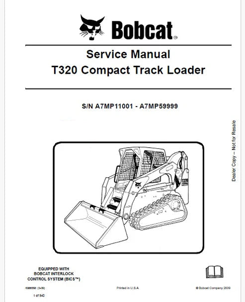 Bobcat T320 Compact Track Loader Pdf Repair and Service Manual (Pb no. 6986558)