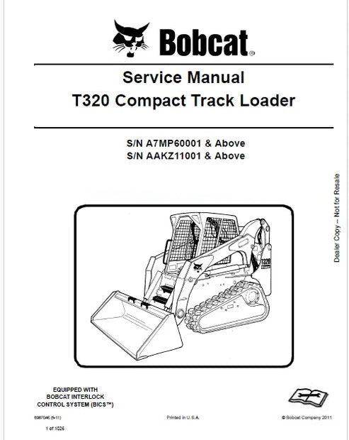 Bobcat T320 Compact Track Loader Pdf Repair and Service Manual (Pb no. 6987046)