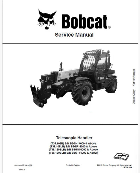 Bobcat T35.105B, T35.105LB, T36.120SLB Telescopic Handler Pdf Repair and Service Manual