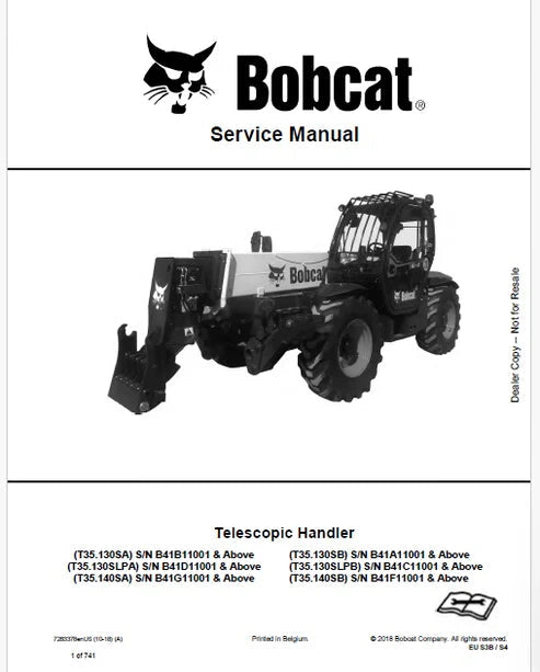 Bobcat T35.130SA Telescopic Handler Pdf Repair and Service Manual